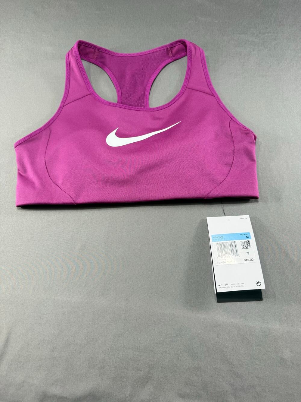 Nike Dri-FIT Swoosh Medium Support Sports Bra Women’s Medium Pink Racerback NWT